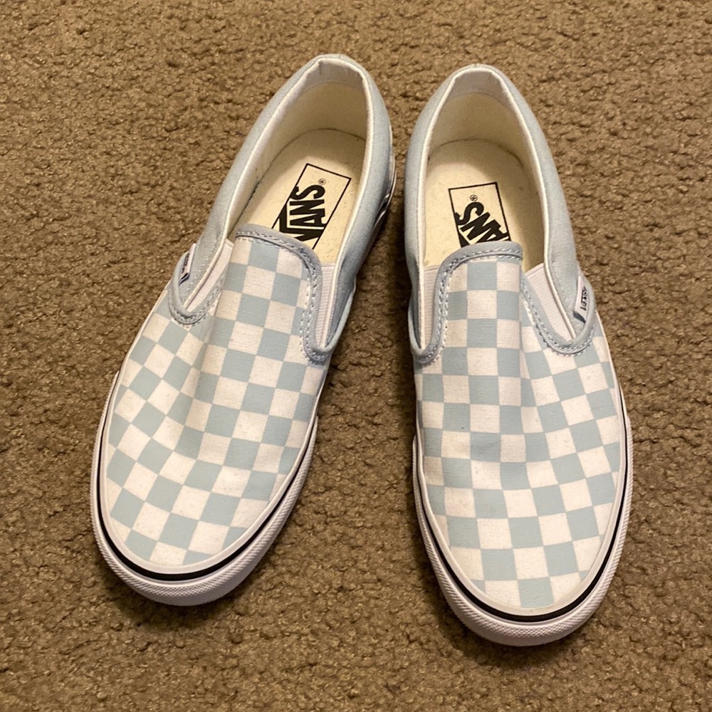 Vans - checkered baby blue and white